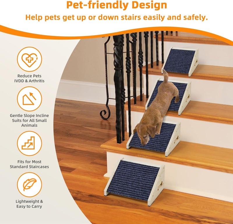 INRLKIT 4 Pack Wooden Dog Ramp for Stairs Suits for Small Medium Large Dogs Cats, Pet Steps for Staircase Ramp for Dogs Cats, Need Installation(Gray, S: 11.8 * 9.8 * 5.9 inches) - Image 4